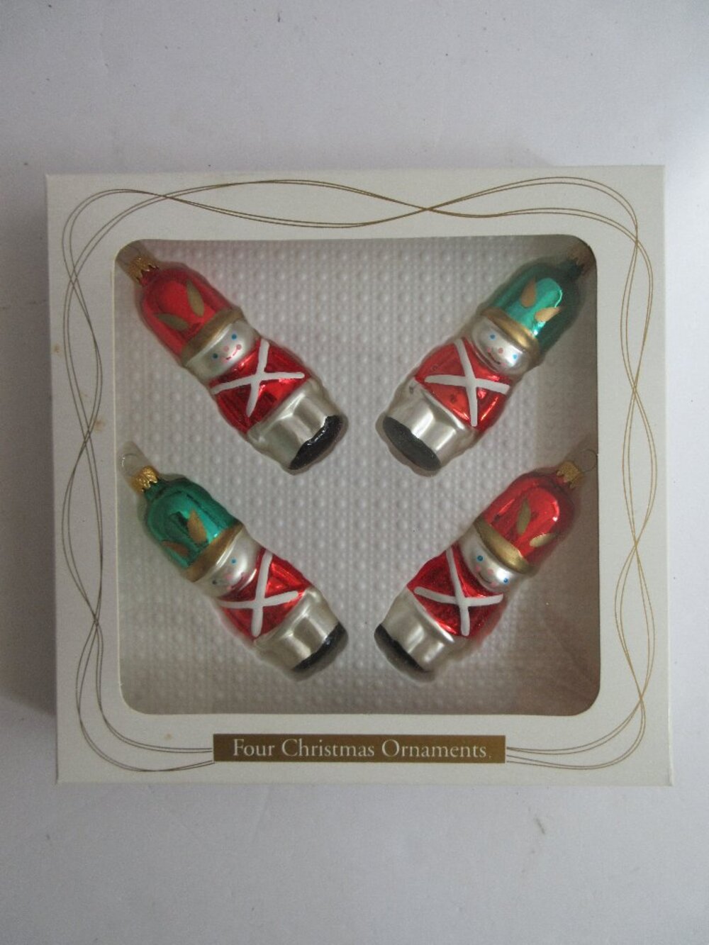 4 Blown Glass Toy Soldier Ornaments 3"Bradford Dayton Hudson 1997 Colombia